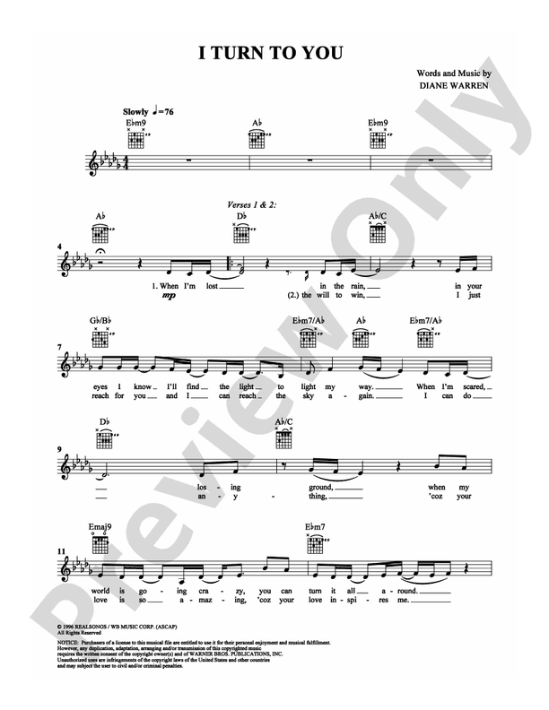 I Turn to You - Easy Guitar (Digital Download)