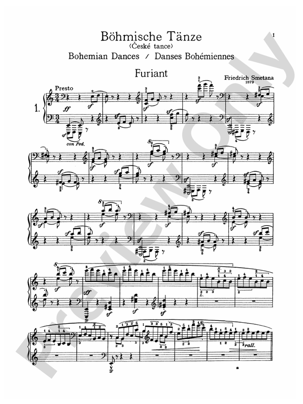 Smetana - Six Bohemian Dances - Piano Solo (Digital Download)