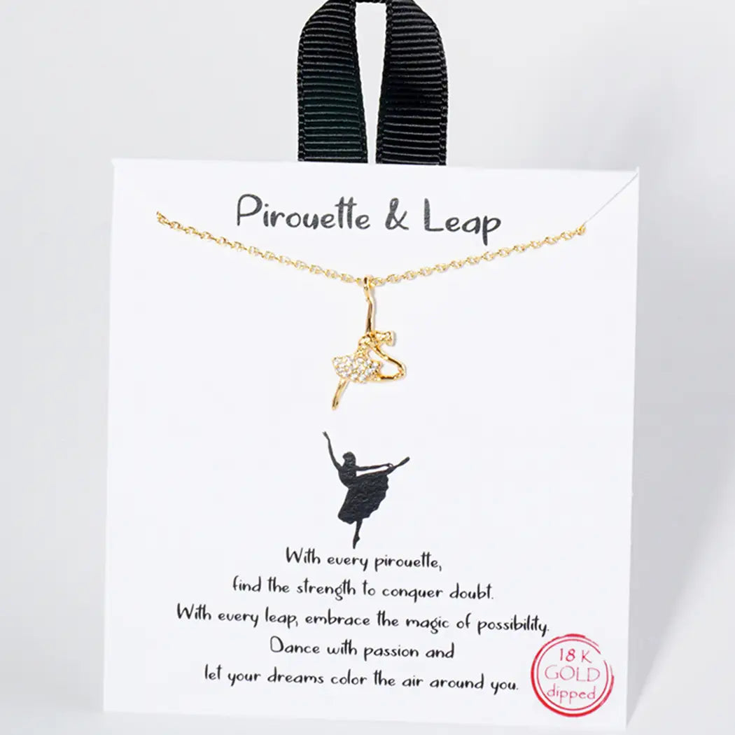 Gold Plated Ballerina with Diamontes Pendant and Necklace