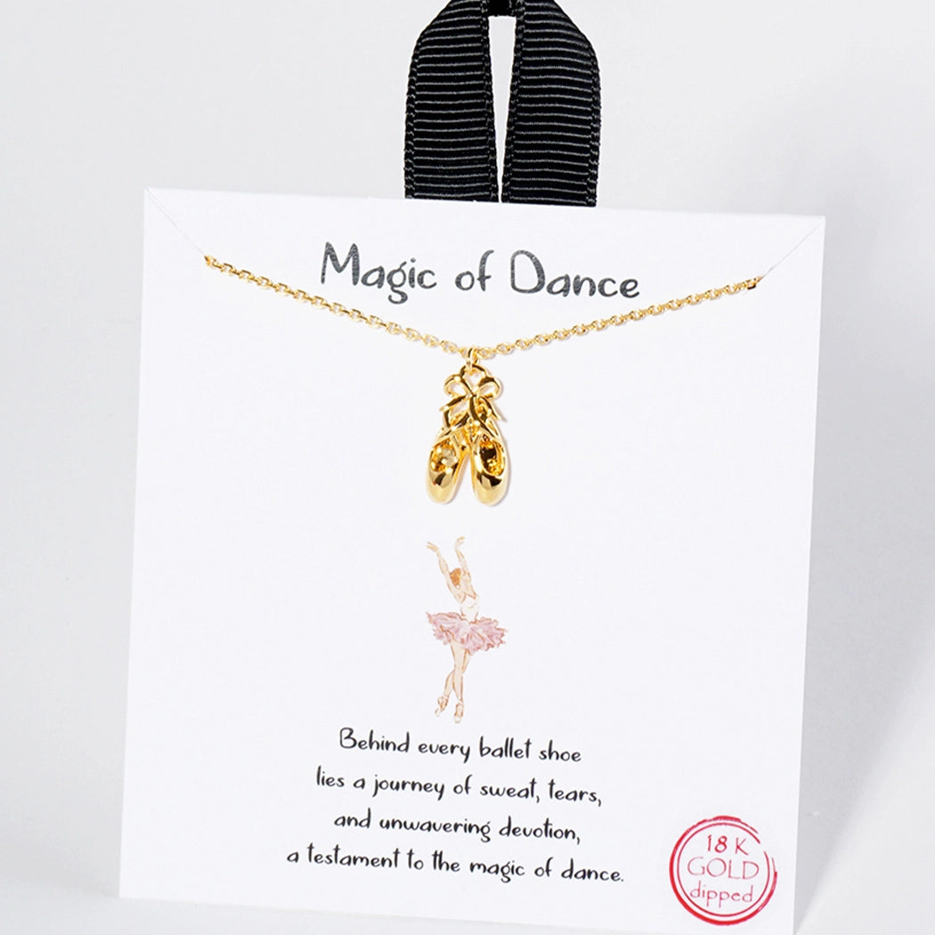 Gold Plated Ballet Shoes Pendant and Necklace