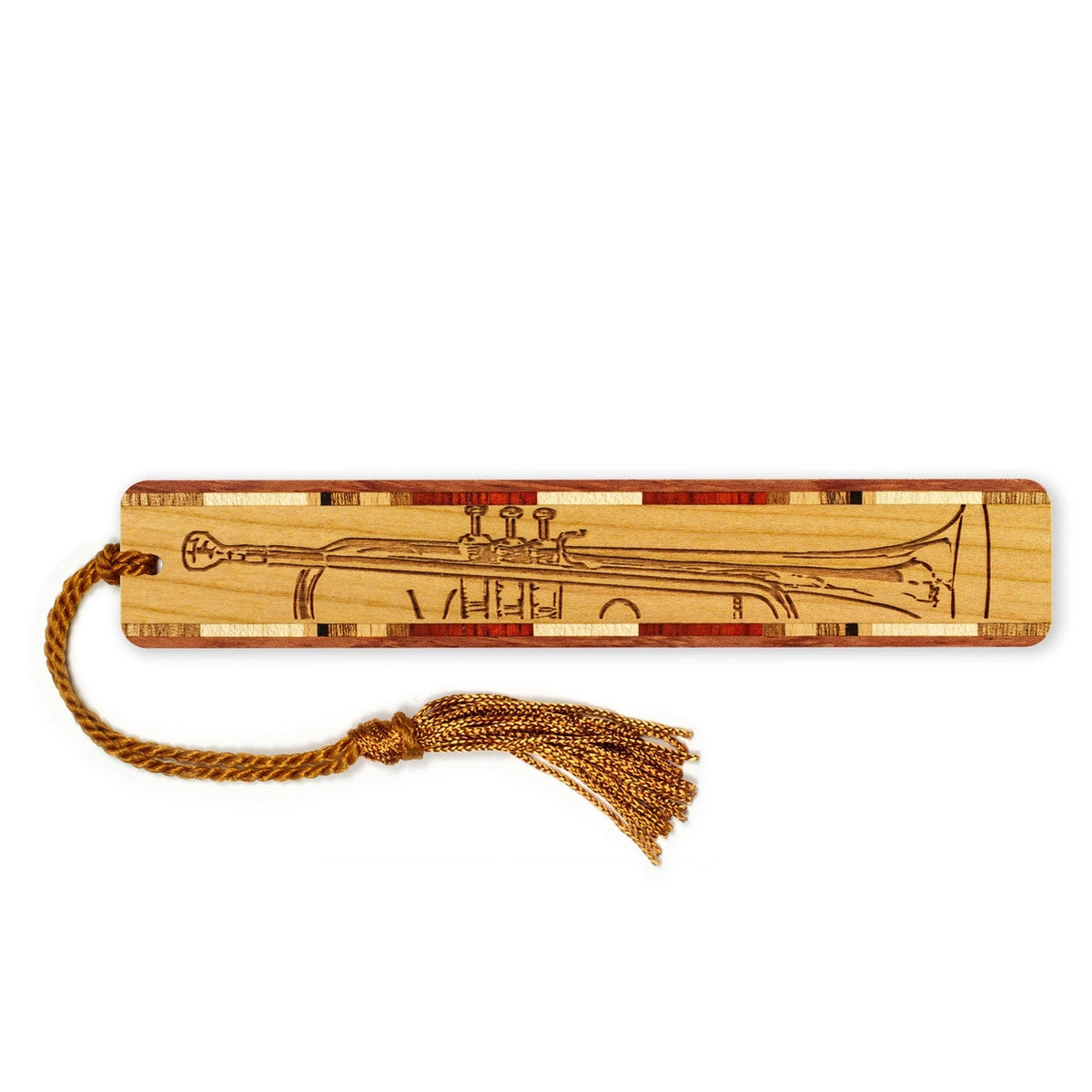 Handmade Engraved Wooden Trumpet Bookmark