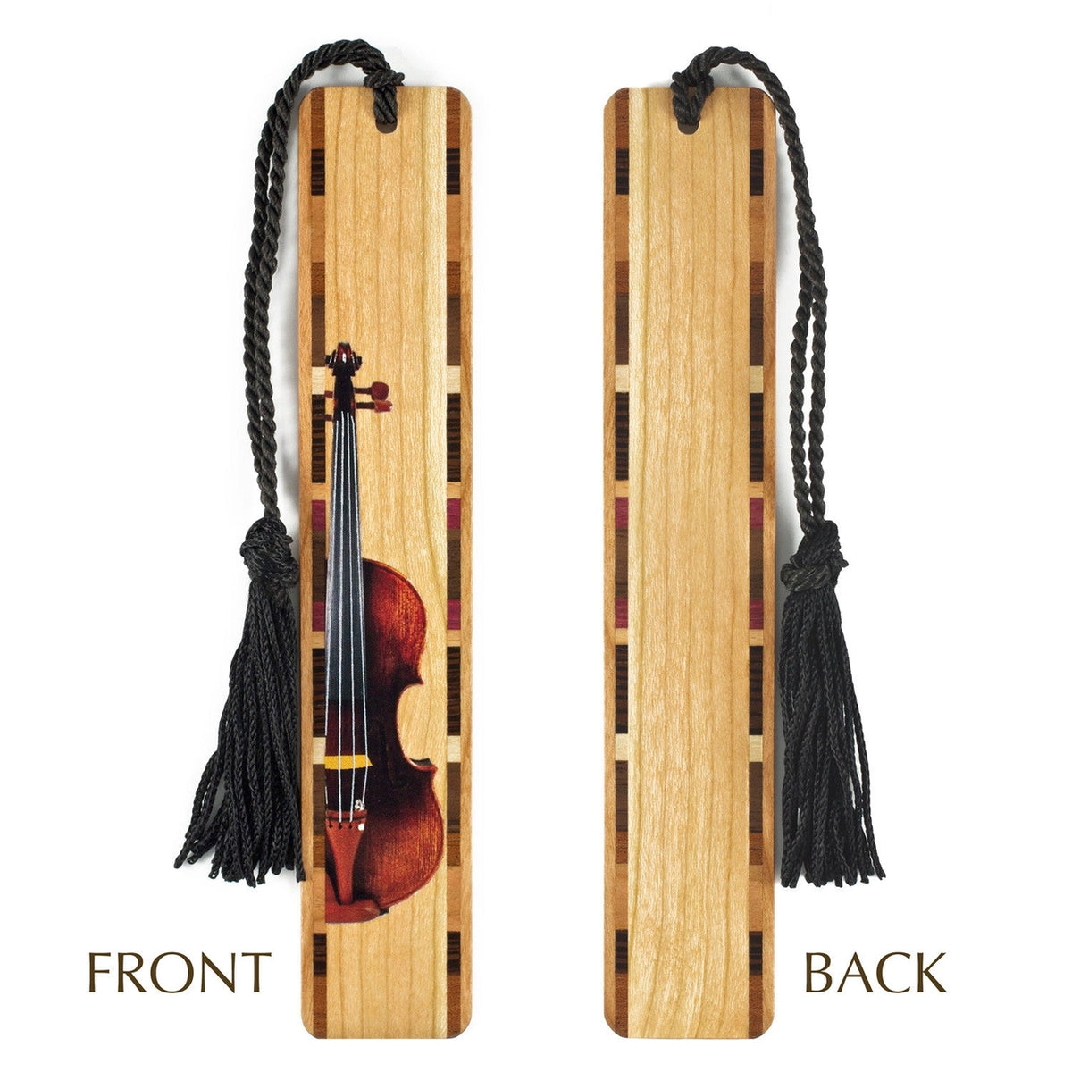Handmade Engraved Wooden Brown Violin Bookmark
