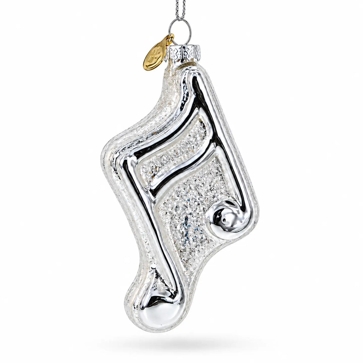 Glass Silver Semiquavers Christmas Decoration
