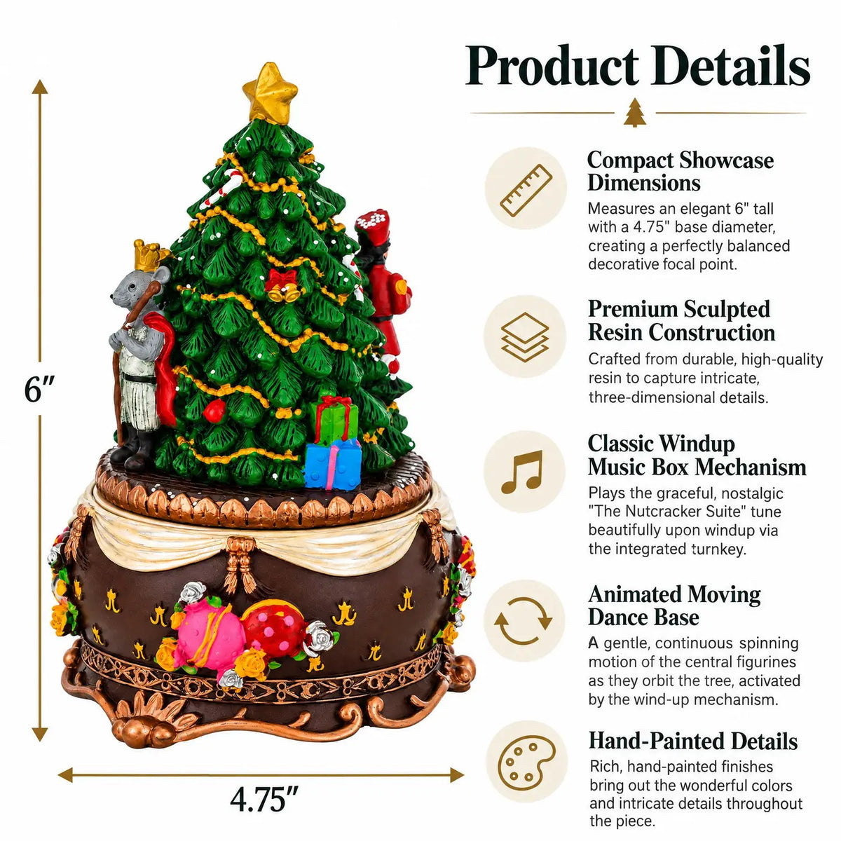 Nutcracker Ballerina Christmas Tree Music Box