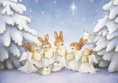 Greeting Card Christmas Rabbit Choir