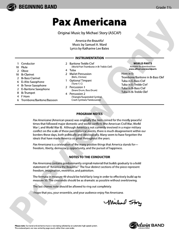 Pax Americana - Concert Band Conductor Score & Parts (Digital Download)