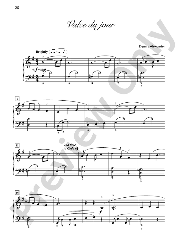 Valse du jour - Piano Solo (Digital Download)