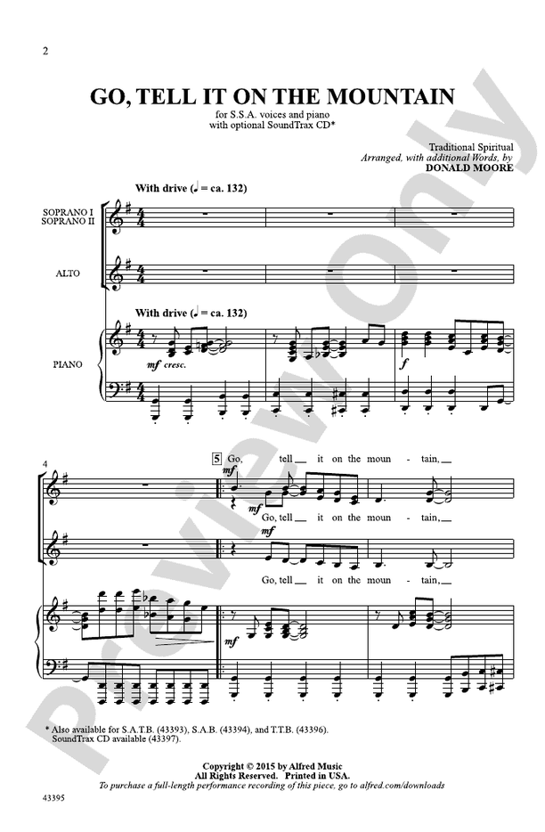 Go, Tell It on the Mountain – SSA Choral Octavo (Digital Download)