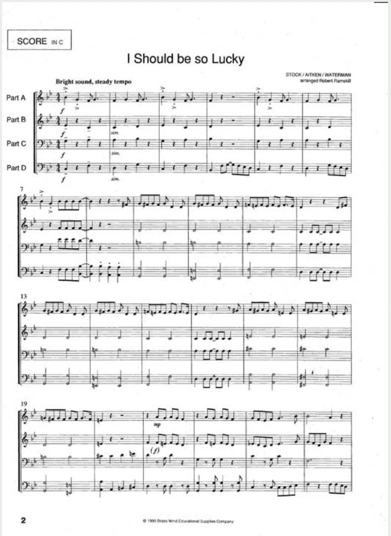 Beano - 4 Part Woodwind or Brass arranged by Ramskill Brasswind BW802