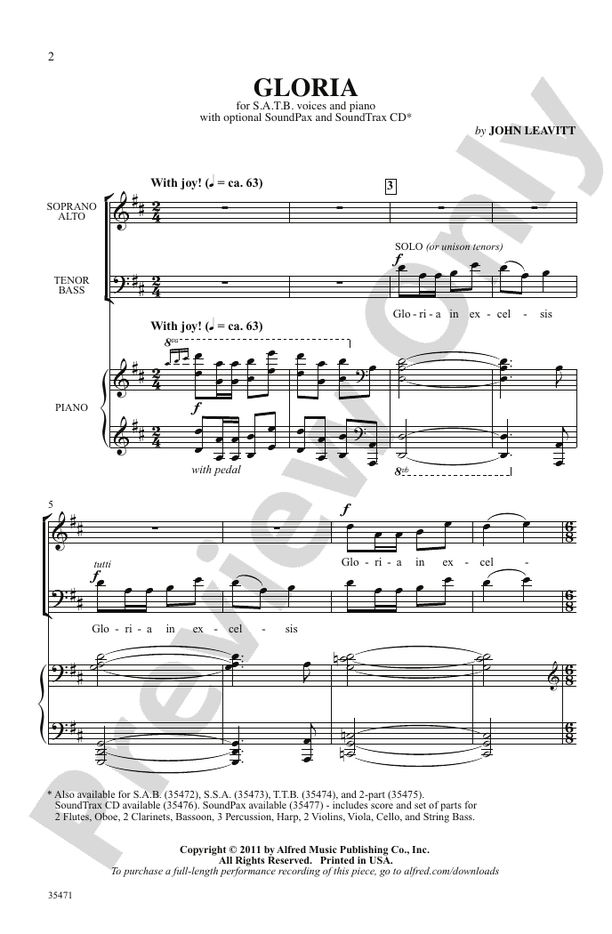 Gloria - John Leavitt – SATB Choral Octavo (Digital Download)