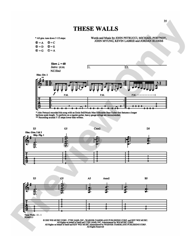 These Walls - Dream Theater - Guitar TAB (Digital Download)