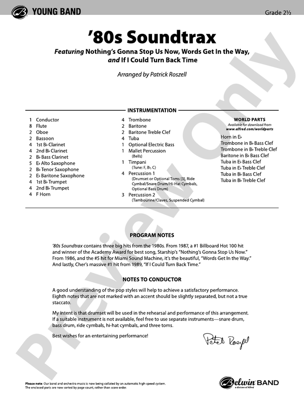 '80s Soundtrax - Concert Band Conductor Score & Parts (Digital Download)