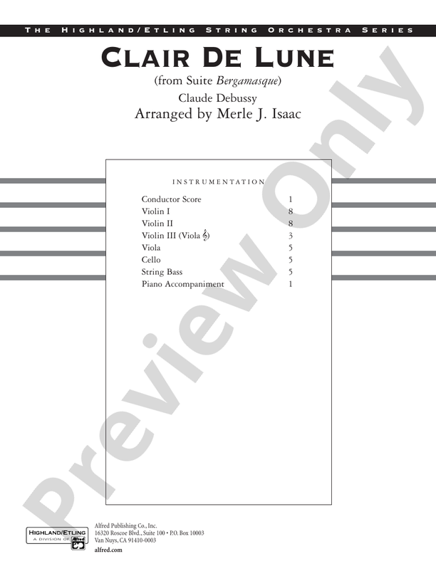 Clair de lune – String Orchestra Conductor Score & Parts (Digital Download)