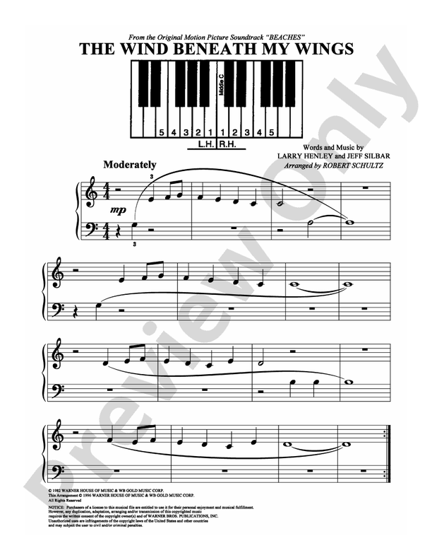 The Wind Beneath My Wings - Arr. Robert Schultz (DSM-PS-0009015) - Easy Piano (Digital Download)