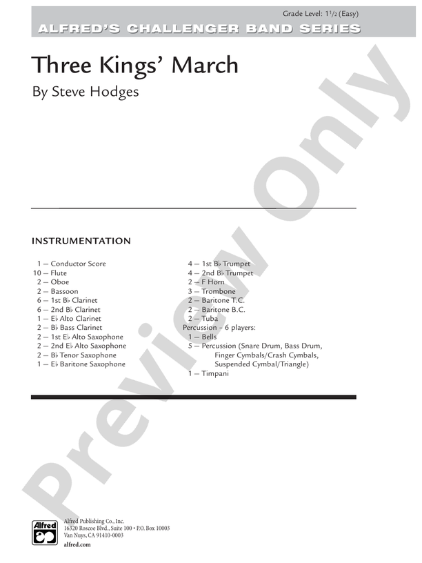 Three Kings' March - Concert Band Conductor Score & Parts (Digital Download)