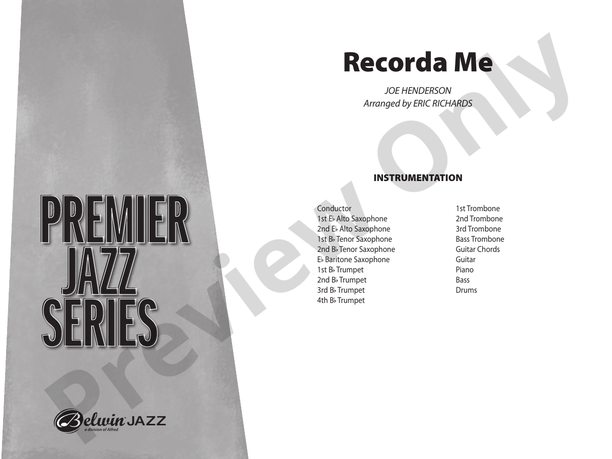 Recorda Me (Arr. Eric Richards) - Jazz Ensemble Conductor Score & Parts (Digital Download)