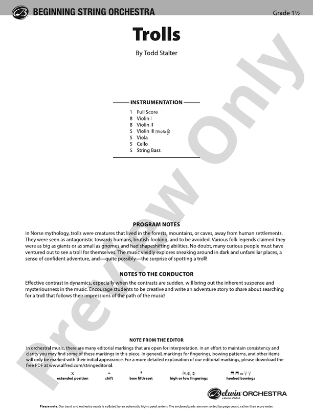 Trolls - String Orchestra Conductor Score & Parts (Digital Download)