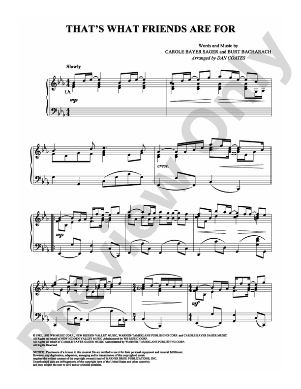 That's What Friends Are For - Piano (Digital Download)