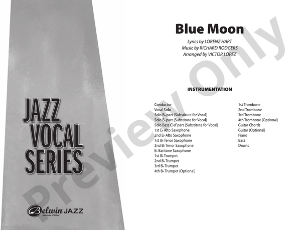 Blue Moon (Grade 2) - Jazz Ensemble Conductor Score & Parts(Digital Download)
