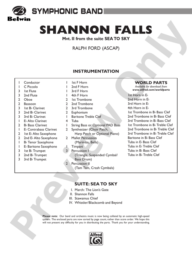 Shannon Falls (Movement 2 from Sea to Sky) - Concert Band Conductor Score & Parts (Digital Download)