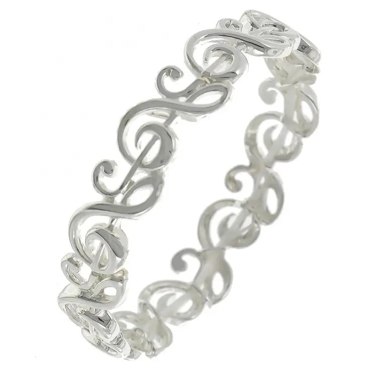 Treble Clefs Metal Stretch Bracelet
