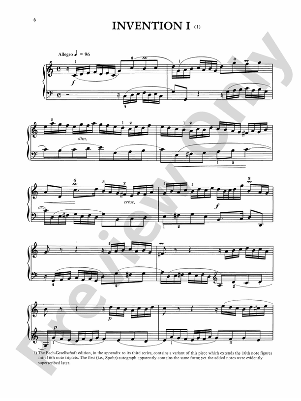 Bach - Two and Three-Part Inventions (Ed. Hans Bischoff) - Piano Solo (Digital Download)