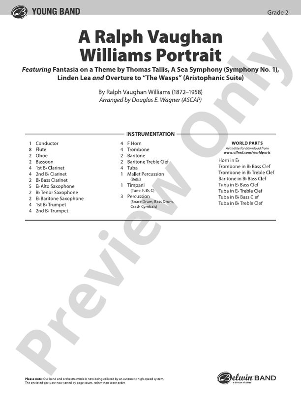 A Ralph Vaughan Williams Portrait - Concert Band Conductor Score & Parts (Digital Download)