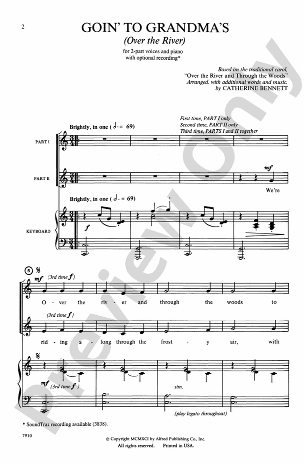 Goin' to Grandma's (Over the River) – 2-Part Choral Octavo (Digital Download)