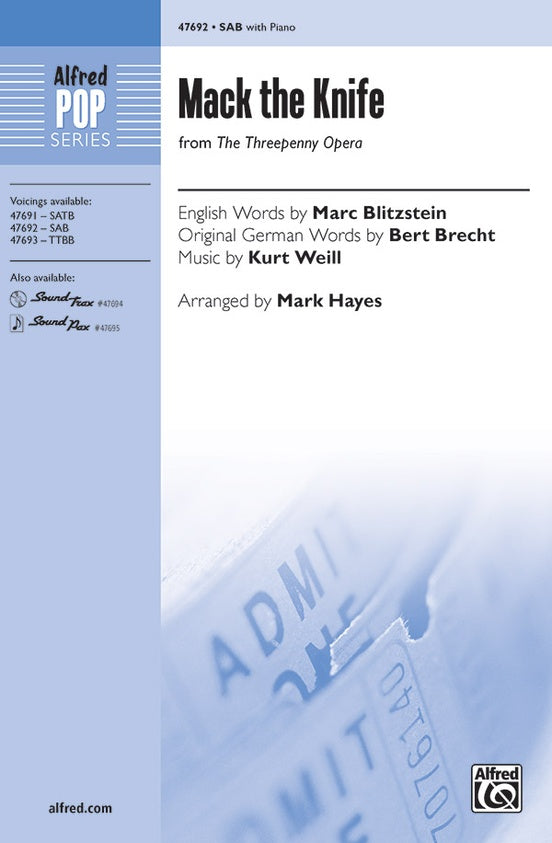 Mack the Knife - Arr. Mark Hayes – SAB Choral Octavo (Digital Download)