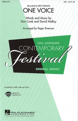 One Voice - David Malloy|Don Cook - SAB Roger Emerson Hal Leonard Choral Score Octavo