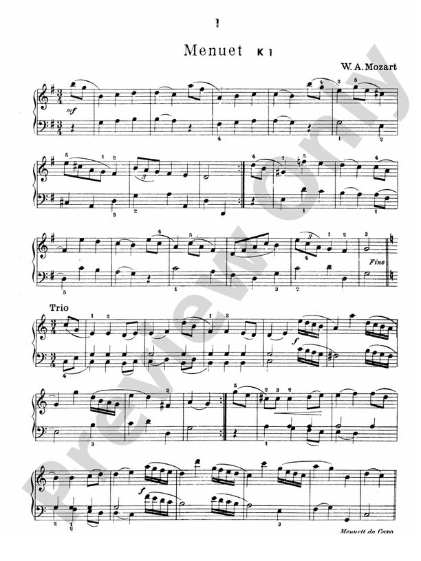 Mozart - Six Minuets - Piano Solo (Digital Download)