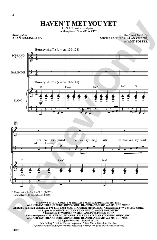 Haven't Met You Yet – SAB Choral Octavo (Digital Download)