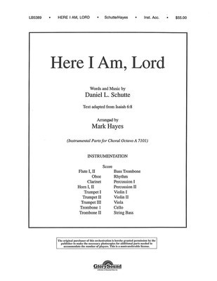 Here I Am, Lord - Mark Hayes Shawnee Press Score/Parts