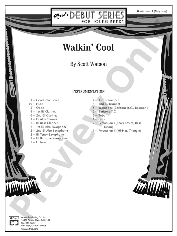 Walkin' Cool - Concert Band Conductor Score & Parts (Digital Download)