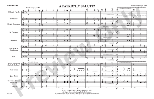 A Patriotic Salute! – Marching Band Conductor Score & Parts (Digital Download)