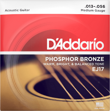 D'Addario Phosphor Bronze Acoustic Guitar, Set, 13-56 Medium EJ17