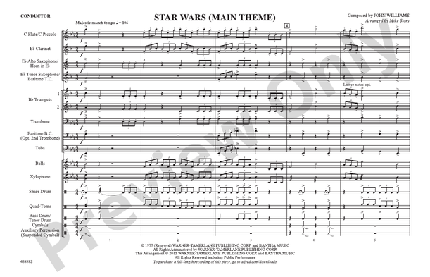 Star Wars (Main Theme) – Marching Band Conductor Score & Parts (Digital Download)