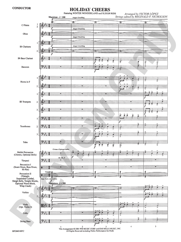 Holiday Cheers – Full Orchestra Conductor Score & Parts (Digital Download)