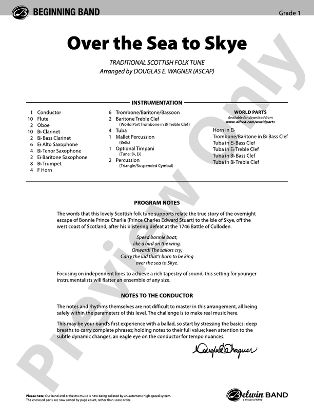 Over the Sea to Skye - Concert Band Conductor Score & Parts (Digital Download)