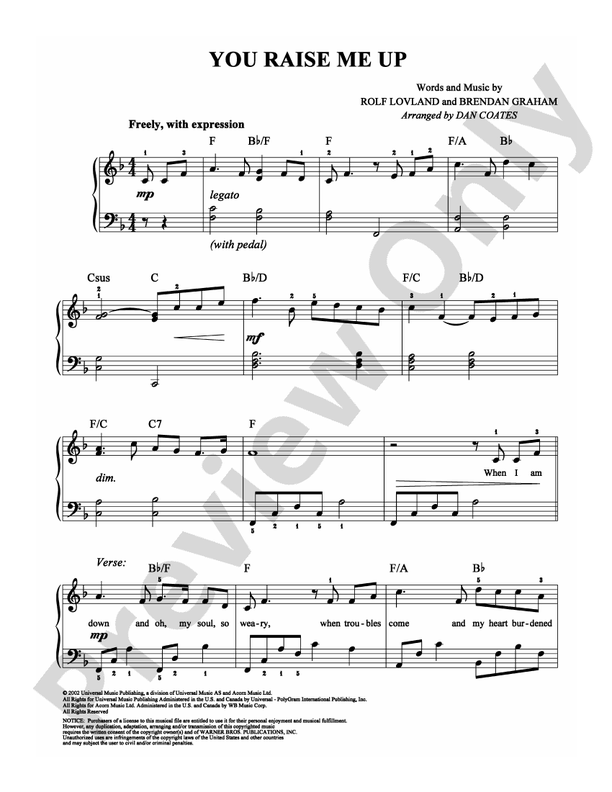 You Raise Me Up - Arr. Dan Coates - Easy Piano (Digital Download)