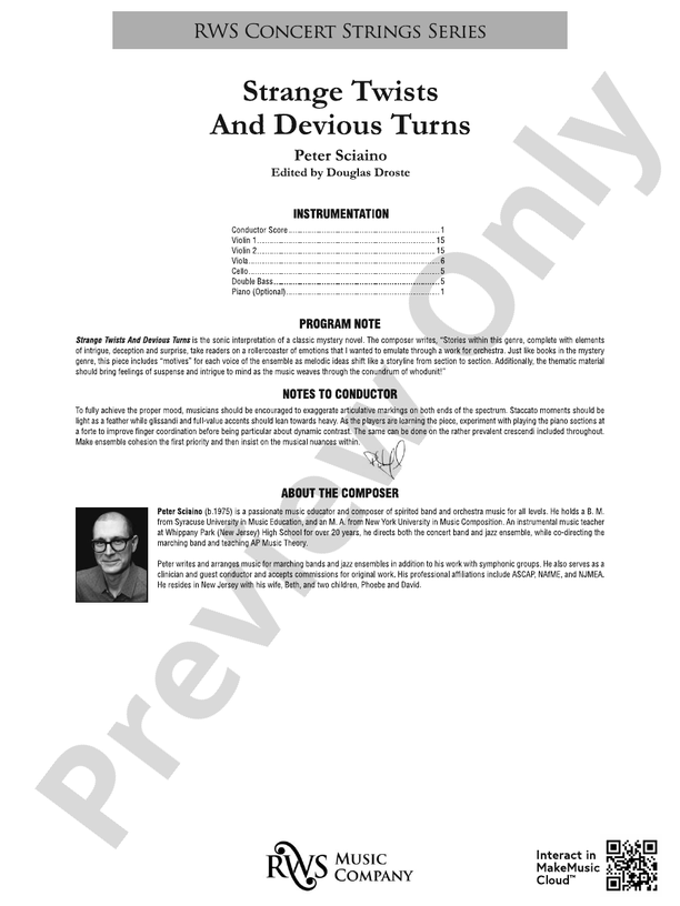 Strange Twists and Devious Turns - For String Orchestra - String Orchestra Conductor Score & Parts (Digital Download)