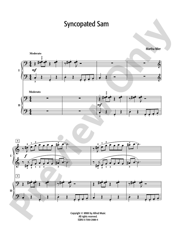 Syncopated Sam - 2 Pianos, 4 Hands (Digital Download)