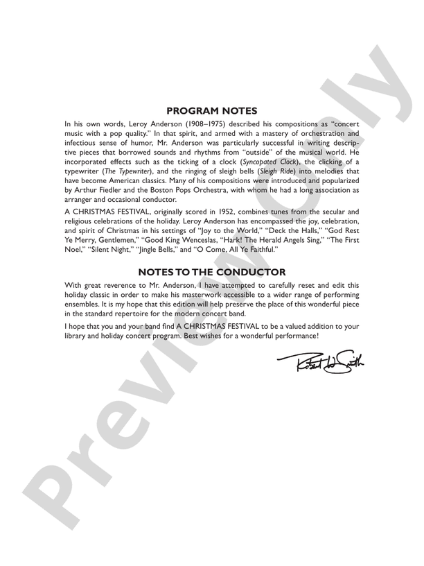 A Christmas Festival (Grade 3) - Concert Band Conductor Score & Parts (Digital Download)