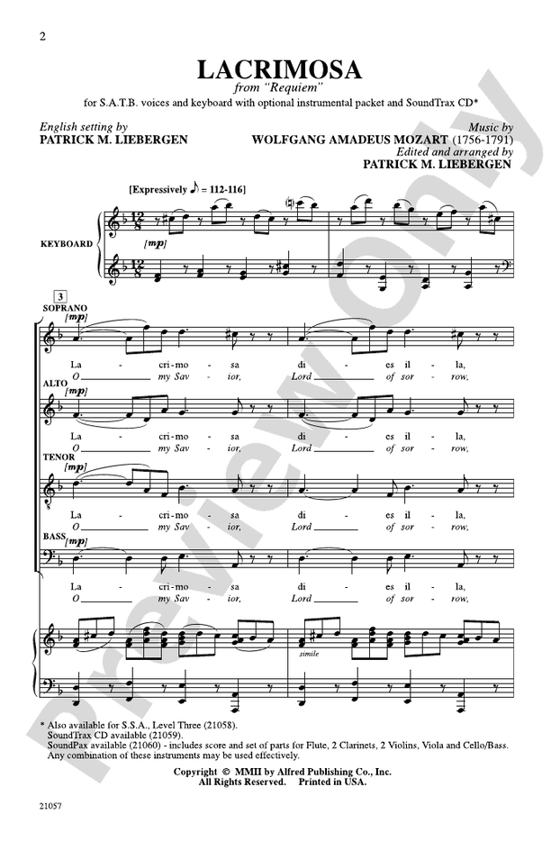 Lacrimosa (from Requiem) – SATB Choral Octavo (Digital Download)