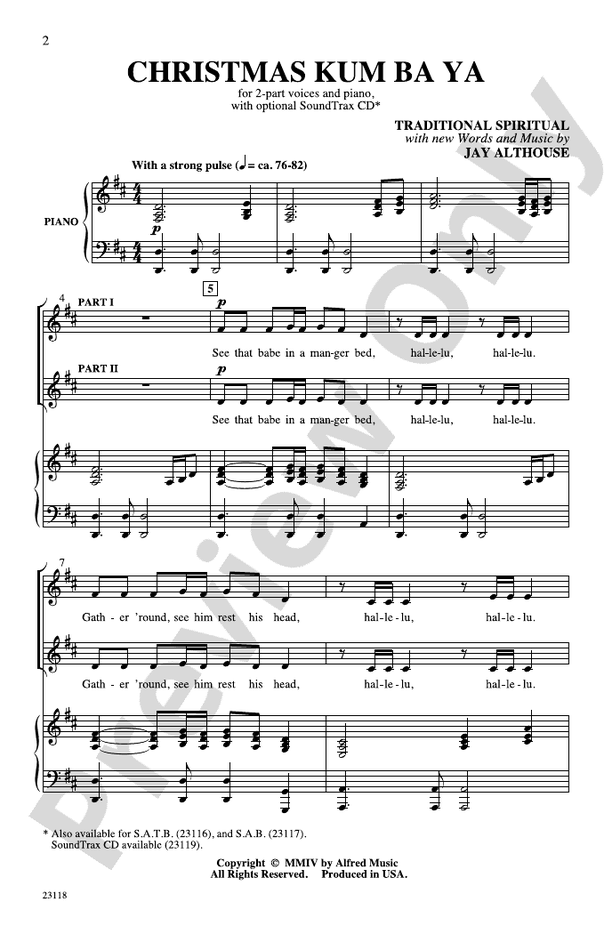 Christmas Kum Ba Ya – 2-Part Choral Octavo (Digital Download)