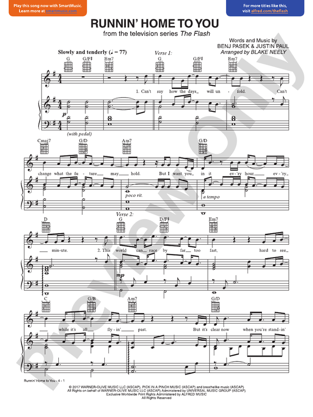 Runnin' Home to You (From the Television Series The Flash) - PVG (Digital Download)