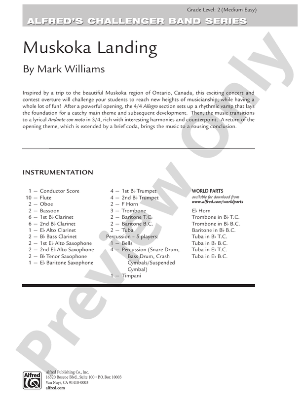 Muskoka Landing - Concert Band Conductor Score & Parts (Digital Download)