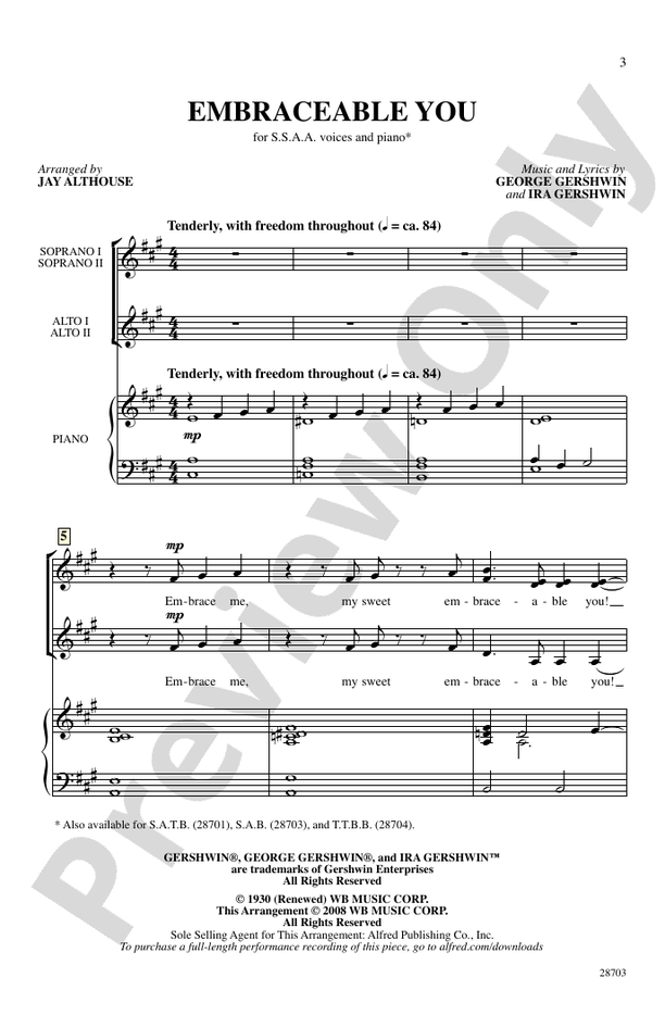 Embraceable You – SSAA Choral Octavo (Digital Download)
