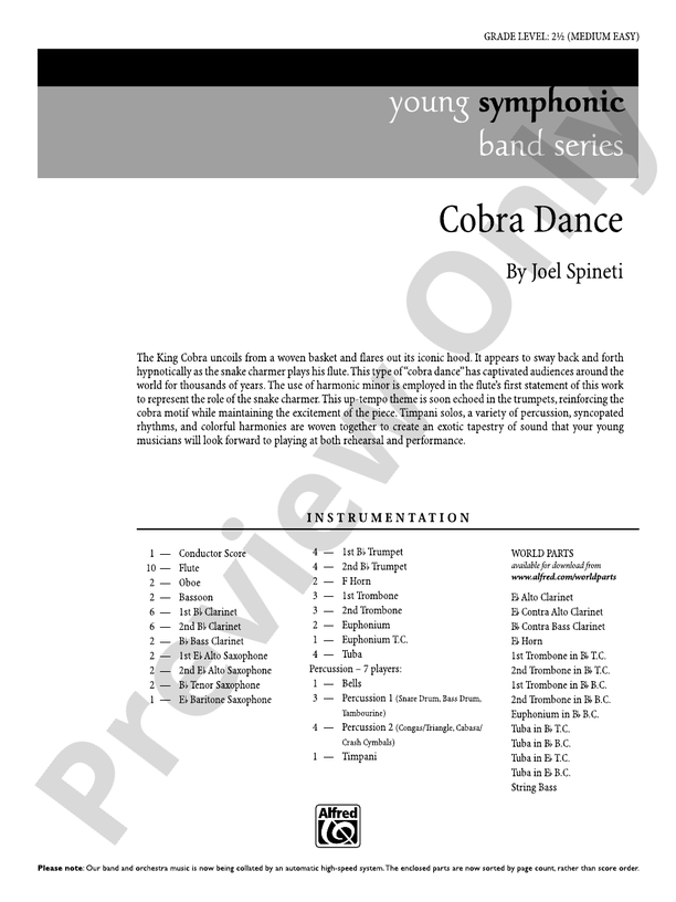 Cobra Dance - Concert Band Conductor Score & Parts (Digital Download)