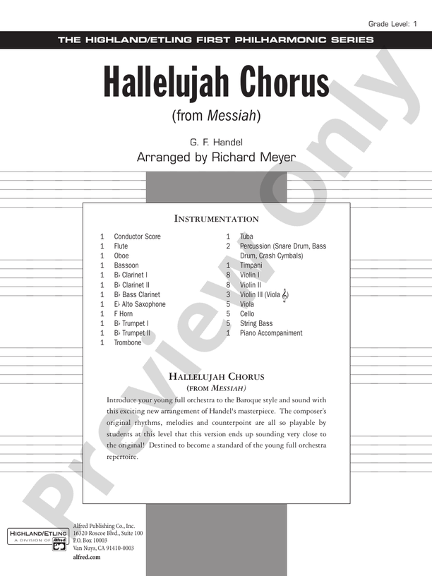 Hallelujah Chorus from Messiah – Full Orchestra Conductor Score & Parts (Digital Download)
